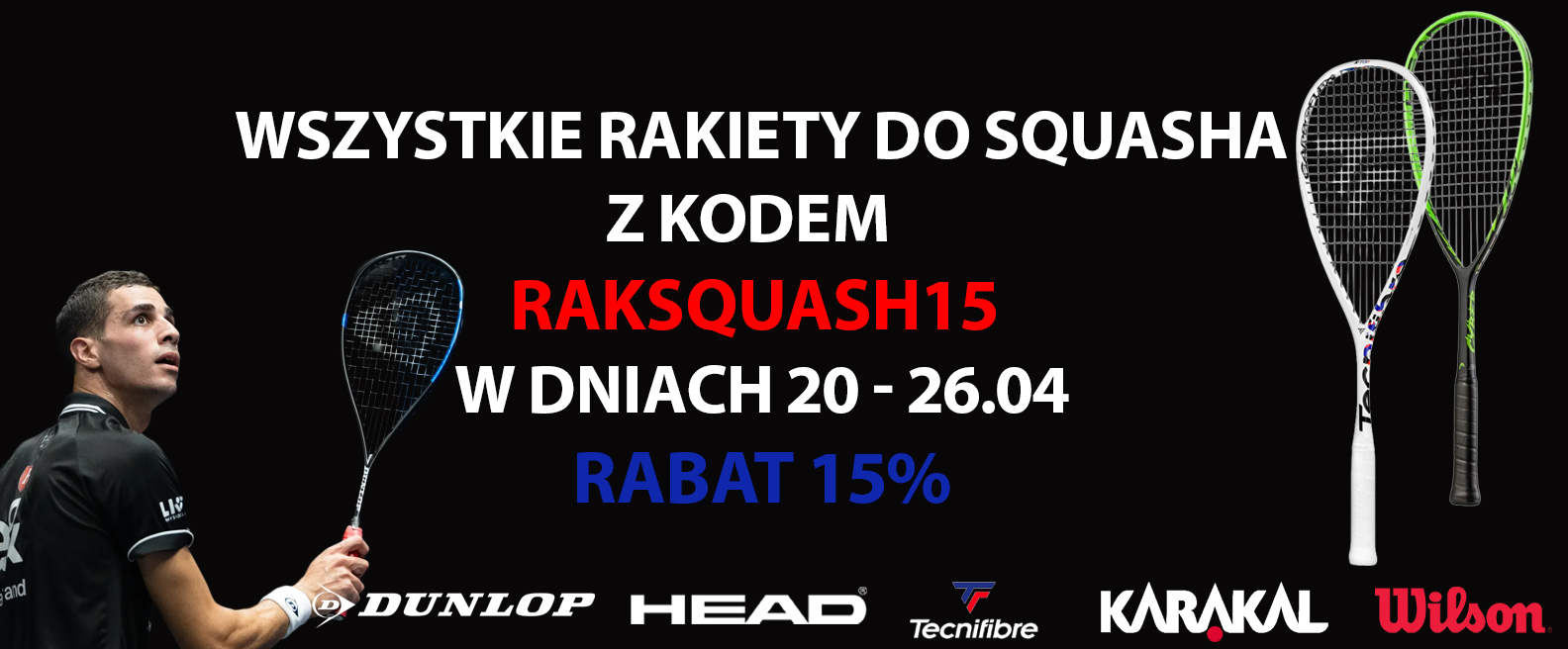 Promocja rakiety do squasha - 15%